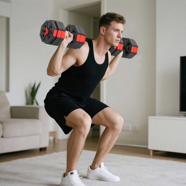 REDOM - 4-In-1 Halterset - Verstelbaar - Voor Krachttraining Thuis - Kunststof - Rood - 25 Kg