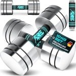 RE:SPORT Set van 2 halters van massief staal, 2,5/5/7,5/10 kg, korte halter met gewichten en schuimrubberen handgreep, fitness, korte halters, thuisgym, krachttraining en spieropbouw (turquoise, 2 x 10kg)