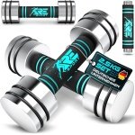 RE:SPORT Set van 2 halters van massief staal, 2,5/5/7,5/10 kg, korte halter met gewichten en schuimrubberen handgreep, fitness, korte halters, thuisgym, krachttraining en spieropbouw (turquoise, 2 x 2,5kg)