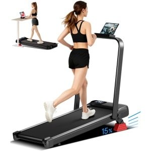 ROBORE U18F Loopband met 15% Hellingshoek, 10,5 km/u Maximale Snelheid, 2,5 pk Motor, 3 Hellingniveaus, 136 kg Draagvermogen, LED-scherm, Stil, voor Thuis & Kantoor