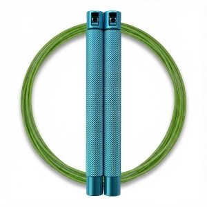 RXpursuit Speedrope Springtouw voor CrossFit - Perfect voor snelle Single Unders en Double Unders - Super Snelle Lagers - Aluminium Handvaten - Blauw-Groen