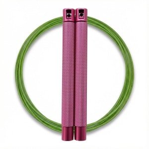 RXpursuit Speedrope Springtouw voor CrossFit - Perfect voor snelle Single Unders en Double Unders - Super Snelle Lagers - Aluminium Handvaten - Roze-Groen
