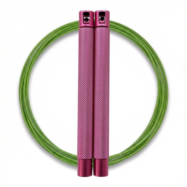 RXpursuit Speedrope Springtouw voor CrossFit - Perfect voor snelle Single Unders en Double Unders - Super Snelle Lagers - Aluminium Handvaten - Roze-Groen