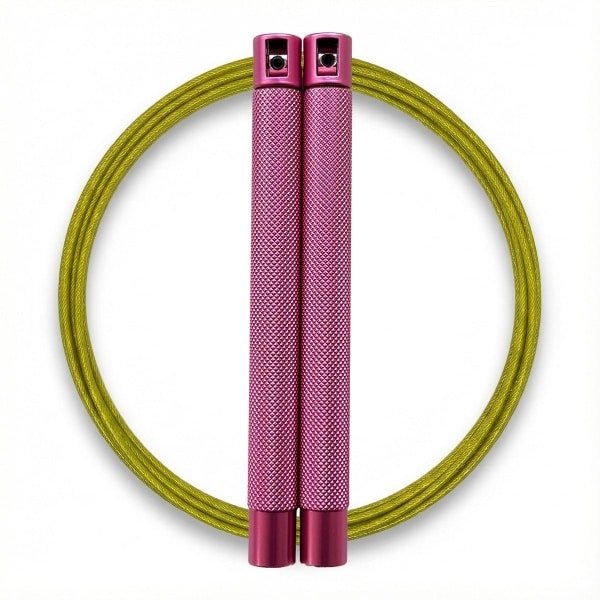 RXpursuit Speedrope Springtouw voor CrossFit - Perfect voor snelle Single Unders en Double Unders - Super Snelle Lagers - Aluminium Handvaten - Roze-Geel