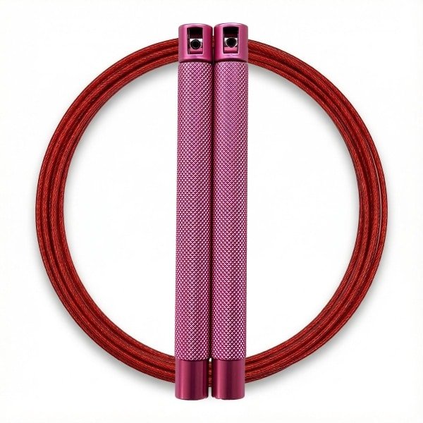 RXpursuit Speedrope Springtouw voor CrossFit - Perfect voor snelle Single Unders en Double Unders - Super Snelle Lagers - Aluminium Handvaten - Roze-Rood