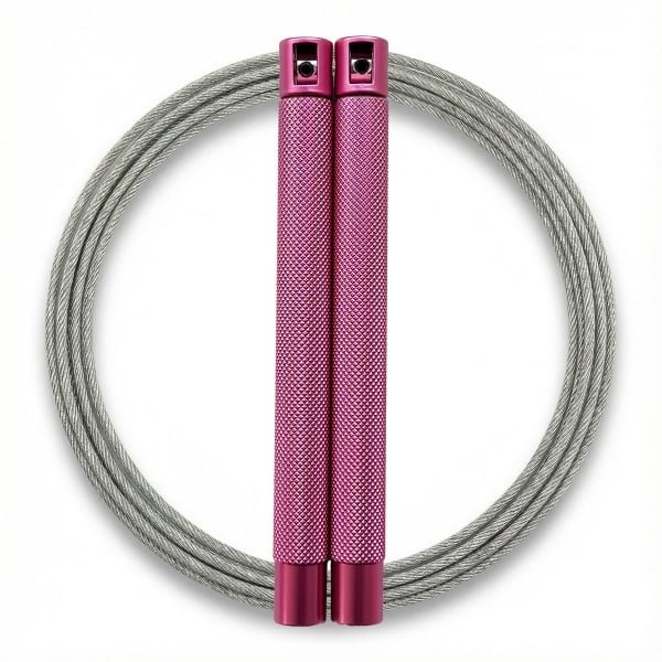 RXpursuit Speedrope Springtouw voor CrossFit - Perfect voor snelle Single Unders en Double Unders - Super Snelle Lagers - Aluminium Handvaten - Roze-Zilver