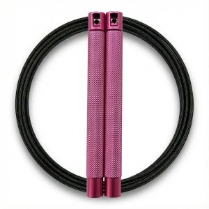 RXpursuit Speedrope Springtouw voor CrossFit - Perfect voor snelle Single Unders en Double Unders - Super Snelle Lagers - Aluminium Handvaten - Roze-Zwart
