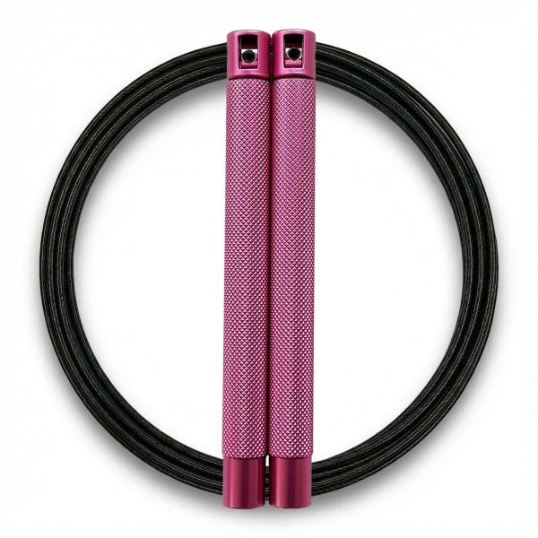 RXpursuit Speedrope Springtouw voor CrossFit - Perfect voor snelle Single Unders en Double Unders - Super Snelle Lagers - Aluminium Handvaten - Roze-Zwart