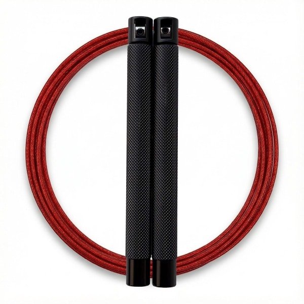 RXpursuit Speedrope Springtouw voor CrossFit - Perfect voor snelle Single Unders en Double Unders - Super Snelle Lagers - Aluminium Handvaten - Zwart-Rood