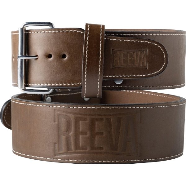 Reeva Bruin Lederen Powerlift Riem - Maat XL - Gewichthefriem geschikt voor Crossfit, Powerlifting, Fitness en Bodybuilding - Lifting Belt voor Heren en Dames