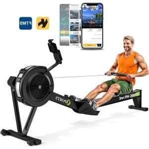 Roeimachine - Roeitrainer - Roeiapparaat - Fitness Roeimachine - Air Resistance Rowing Machine - 10 Weerstandsniveaus - Draadloos Smart Display - Inklapbaar - Max 160 kg Belastbaar