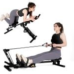 Roeitrainer - Roeimachine - Ab Trainer - Fitnessapparaat - Buikspiertrainer - 3-In-1 Multifunctioneel - 2 Instelbare Weerstanden - Compact & Stil - Zwart
