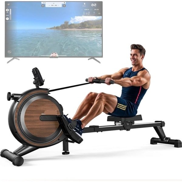 Roeitrainer - Roeimachine - Fitnessapparaat - Home Trainer - Cardio Trainer - 16 Niveaus Magnetische Weerstand - Ondersteunt Tot 150 Kg - Zwart