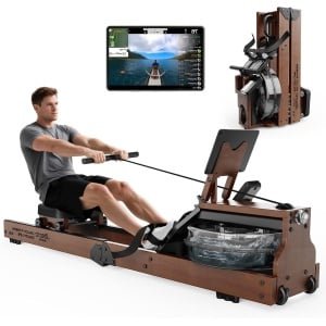 Roeitrainer - Roeimachine - Fitnessapparaat - Waterroeier - Homegym - Houten Design - Realistische Waterweerstand
