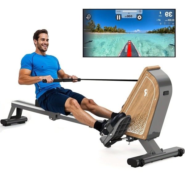 Roeitrainer - Roeimachine - Roeiapparaat - Fitness Roeitrainer - Magnetische Roeimachine - 16 Weerstandsniveaus - Draadloos LCD-scherm - Compact Met Verticale Opslag - Max 150 kg
