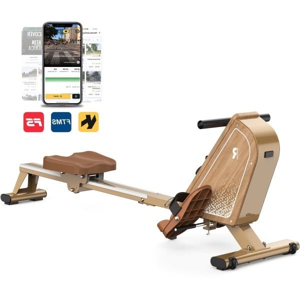 Roeitrainer - Roeimachine - Roeiapparaat - Fitnessapparaat - Waterroeier - Magnetische Weerstand - Draagvermogen 150 kg - Draadloze Monitor - Compact - Verticale Opslag