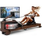 Roeitrainer - Roeimachine - Waterroeier - Houten Roeitoestel - Fitnessapparaat - Massief Hout - Bluetooth Monitor - Opvouwbaar - Geschikt voor 1,20-2m - Max. 175 kg belastbaar