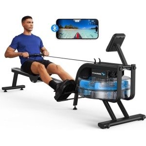 Roeitrainer - Roeimachine - Waterroeimachine - Fitnessapparaat - Indoor Rowing - Waterweerstand - Max Belastbaarheid 160 kg - Bluetooth & Tablethouder