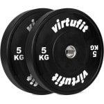 Rubberen Bumperplaten - Gewichtsschijven Set - Krachttraining Thuis - Schokabsorberend Rubber - 50 mm Grip - Zwart