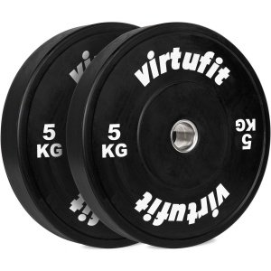 Rubberen Bumperplaten - Gewichtsschijven Set - Krachttraining Thuis - Schokabsorberend Rubber - 50 mm Grip - Zwart