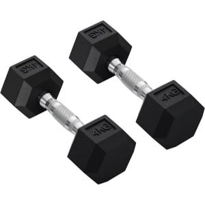 Rubberen Halters - Zeshoekige Gewichten - Thuis Krachttraining - Antislip Ontwerp - 2 x 4kg - Zwart