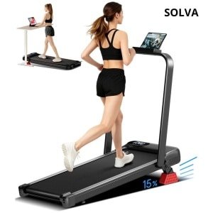 SOLVA Loopband - Inklapbaar - Loopbanden Voor Thuis - Met 15% Helling - Stille Motor - Geen Montage Nodig - 103,6×52,6×95cm - Zwart