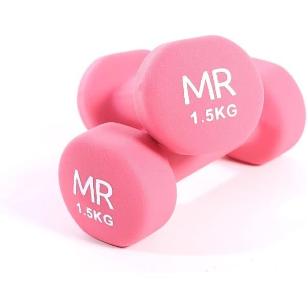 Set van 2 Halters 1 kg Rood Fitness en Krachttraining voor Thuis