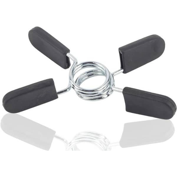 Set van 2 stevige gewichtsklemmen voor Olympische halterstangen. Ideaal voor bevestiging van gewichten bij krachttraining.