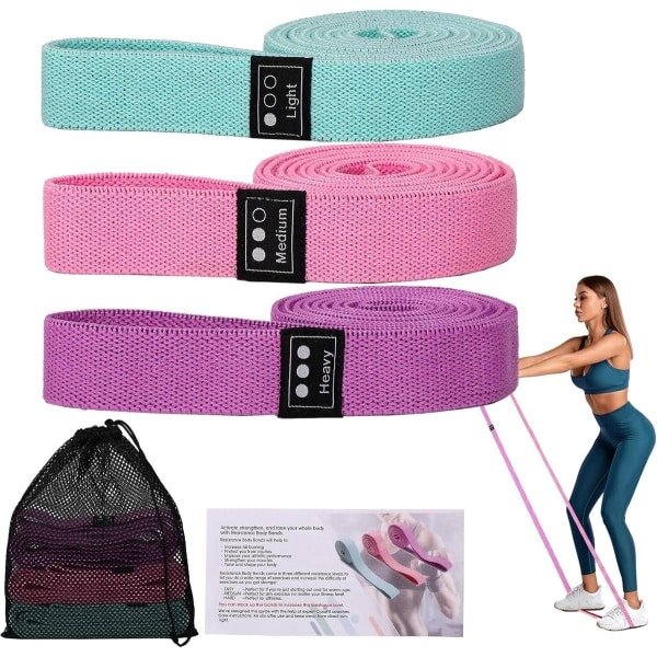 Set van 3 Lange Fitnessbanden - 3 Weerstandsniveaus - Voor Vrouwen & Mannen - Krachttraining, Yoga, Pilates & Fitness
