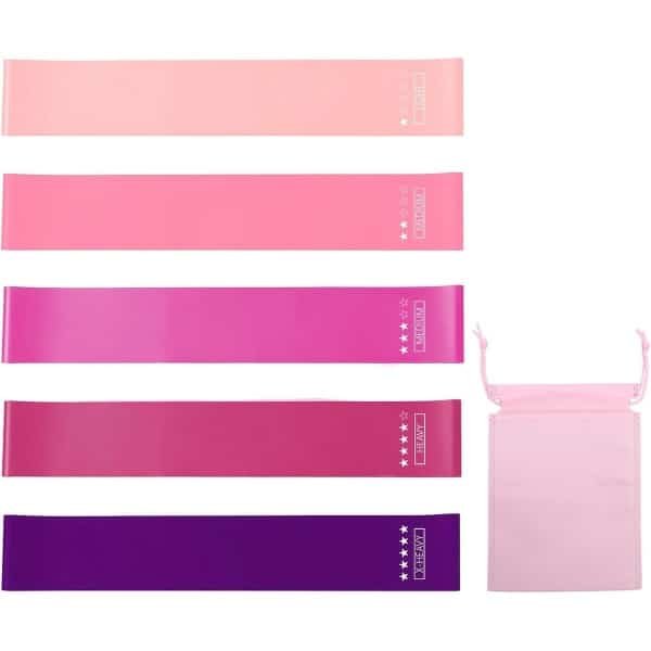 Set van 5 Weerstandsbanden in Diverse Weerstanden voor Fitness, Yoga en Krachttraining met Opbergtas