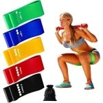 Set van 5 Weerstandsbanden voor Krachttraining - Yoga - Rekken met Draagtas - Gymnastiekband en Elastische Band - Sport voor Binnen en Buiten Fitness - 5 Niveaus (Licht tot Zwaar)