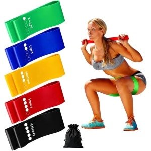 Set van 5 Weerstandsbanden voor Krachttraining - Yoga - Rekken met Draagtas - Gymnastiekband en Elastische Band - Sport voor Binnen en Buiten Fitness - 5 Niveaus (Licht tot Zwaar)