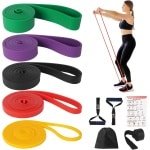 Set van 5 Weerstandsbanden voor Krachttraining en Pilates met Handgrepen en Deurhaak