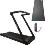 Skandika Nordik K12 Walking Pad SET - Loopband - Loopband (146l x 73b x 116h cm) + Mat (90 x 200 cm) - Tot 12km/h, opvouwbaar, breed loopoppervlak, transportrollen, opvouwbaar - Max. 125 kg Gebruikersgewicht - Kantoor, thuis, voor bureau - zwart