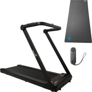 Skandika Nordik K12 Walking Pad SET - Loopband - Loopband (146l x 73b x 116h cm) + Mat (90 x 200 cm) - Tot 12km/h, opvouwbaar, breed loopoppervlak, transportrollen, opvouwbaar - Max. 125 kg Gebruikersgewicht - Kantoor, thuis, voor bureau - zwart