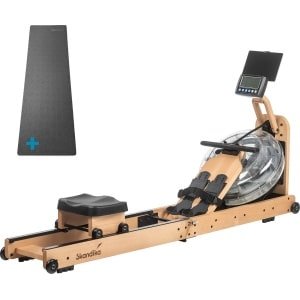 Skandika Nytta Water Roeimachine SET - Roeitrainers - Houten roeimachine met mat - Inklapbare roeiapparaat - 45° tank - Roeitrainer fitness voor thuis, waterweerstand, opvouwbaar - Kinomap App Compatible - Max. Gebruikersgewicht 150 kg. - beukenhout