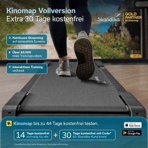Skandika Walking Pad Trekant K6-S - Loopband voor thuis, 6 km/u, 3% helling, LED-display, afstandsbediening, Bluetooth, compatibel met Kinomap-app | Fitnessapparaat voor duurtraining, kantoor, home office