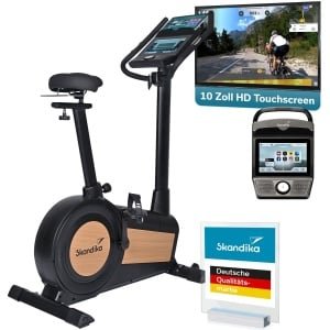 Skandika ergometer Cykling P15 touchscreen - Hometrainer fiets met LCD-touchdisplay, voorgeïnstalleerde apps, 28 programma's, magneetrem met 32 standen, compatibel met Kinomap app, indoor bike tot 150 kg