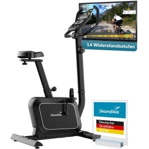 Skandika hometrainer ergometer Cykling P8-HM - Hometrainer fiets voor thuis, 14 weerstandsniveaus, app-compatibel met Kinomap, handpulssensoren, tablethouder | Indoor fiets tot 120 kg