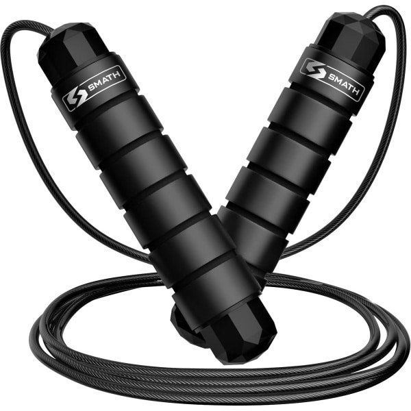 Smath® Springtouw Verstelbaar - Speedrope voor Volwassenen en Kinderen - Jump Rope voor Fitness - Boksen en CrossFit - Zachte Ergonomische Handvaten - Zwart
