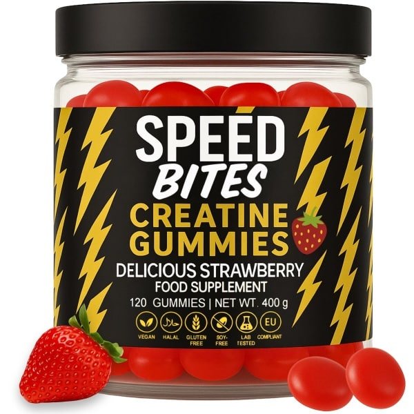 Speed Bites Creatine HCl Gummies - 1600 mg Creatine HCl per dag ≈ 5000 mg creatine monohydraat - vegan creatine gummies, suikervrij - spierkracht, energie, herstel - 120 stuks