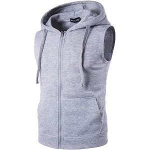 Sporttop voor heren met capuchon en rits - mouwloos en elastisch voor krachttraining en casual gebruik