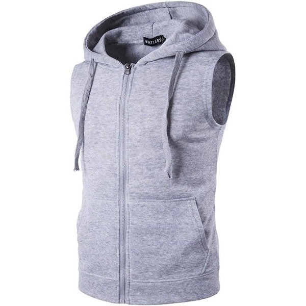 Sporttop voor heren met capuchon en rits - mouwloos en elastisch voor krachttraining en casual gebruik