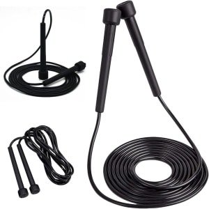 Springtouw - Speed Springtouw PVC - Antislip Fitness Touwtje Springen - Verdikte & Slijtvaste Kabel - Cardio Workout voor Thuis/Sportschool - 2,8 m - Zwart - 1 stuk