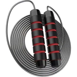 Springtouw Volwassenen - Fitness Touw - Cardio Training - 360° Lagers - 2.8 Meter - Rood Zwart