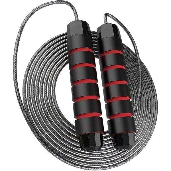 Springtouw Volwassenen - Fitness Touw - Cardio Training - 360° Lagers - 2.8 Meter - Rood Zwart