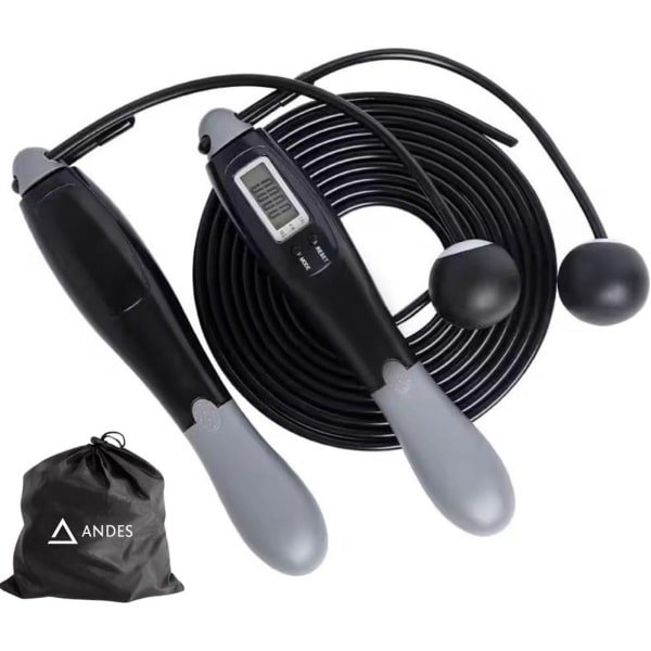 Springtouw met Teller - Fitness Touw - Cardio Training - Verstelbaar en Antislip - 280mm Kabel