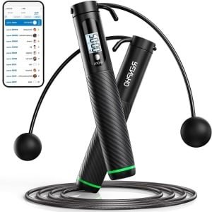 Springtouw met teller en app-gegevensanalyse - Verstelbare draadloze snelheidsspringtouw voor fitness - Trainingsuitrusting voor vrouwen, mannen en kinderen - Crossfit