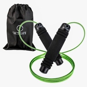 Springtouw met verstelbare handgrepen en kogellagers - ideaal voor fitness, crossfit, boksen en alle sporten - groen