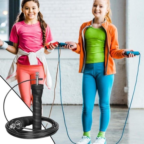 Springtouw voor volwassenen - Snelheidskabel training - Fitness cardio - Verstelbare lengte - 300 cm - Zwart